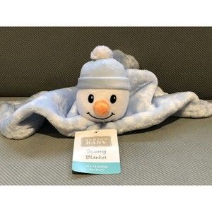 NEW Hudson Baby Security Blanket Snowman Lovey Snow Flakes Blue Christmas Gift